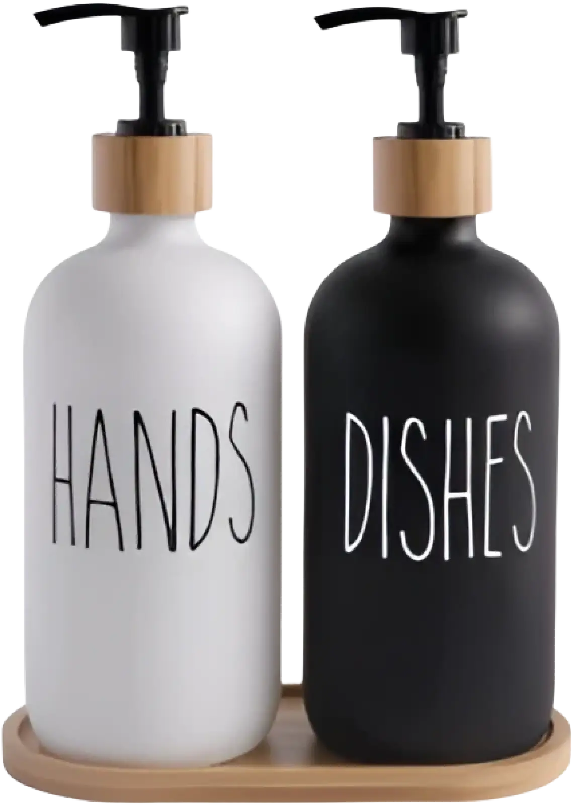 Glass Soap Dispenser Set with Bamboo Tray