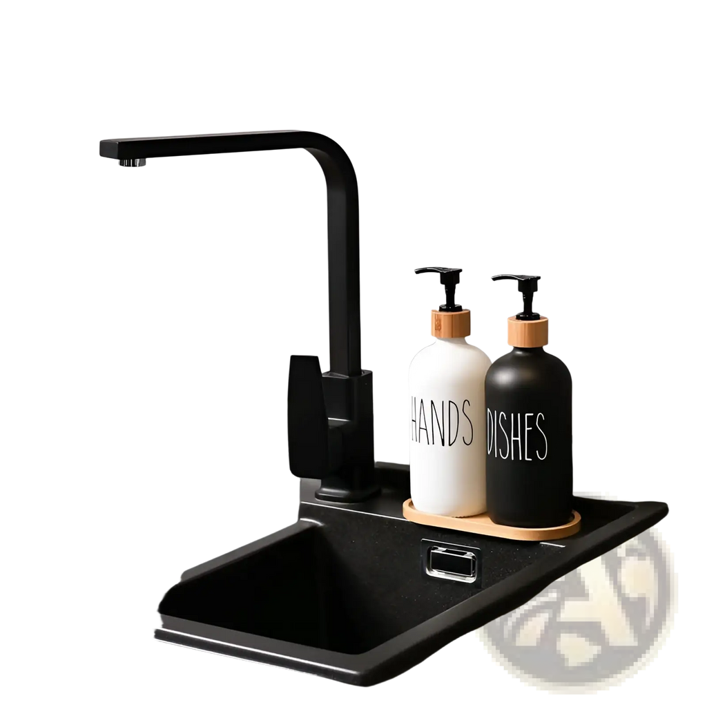 Glass Soap Dispenser Set with Bamboo Tray
