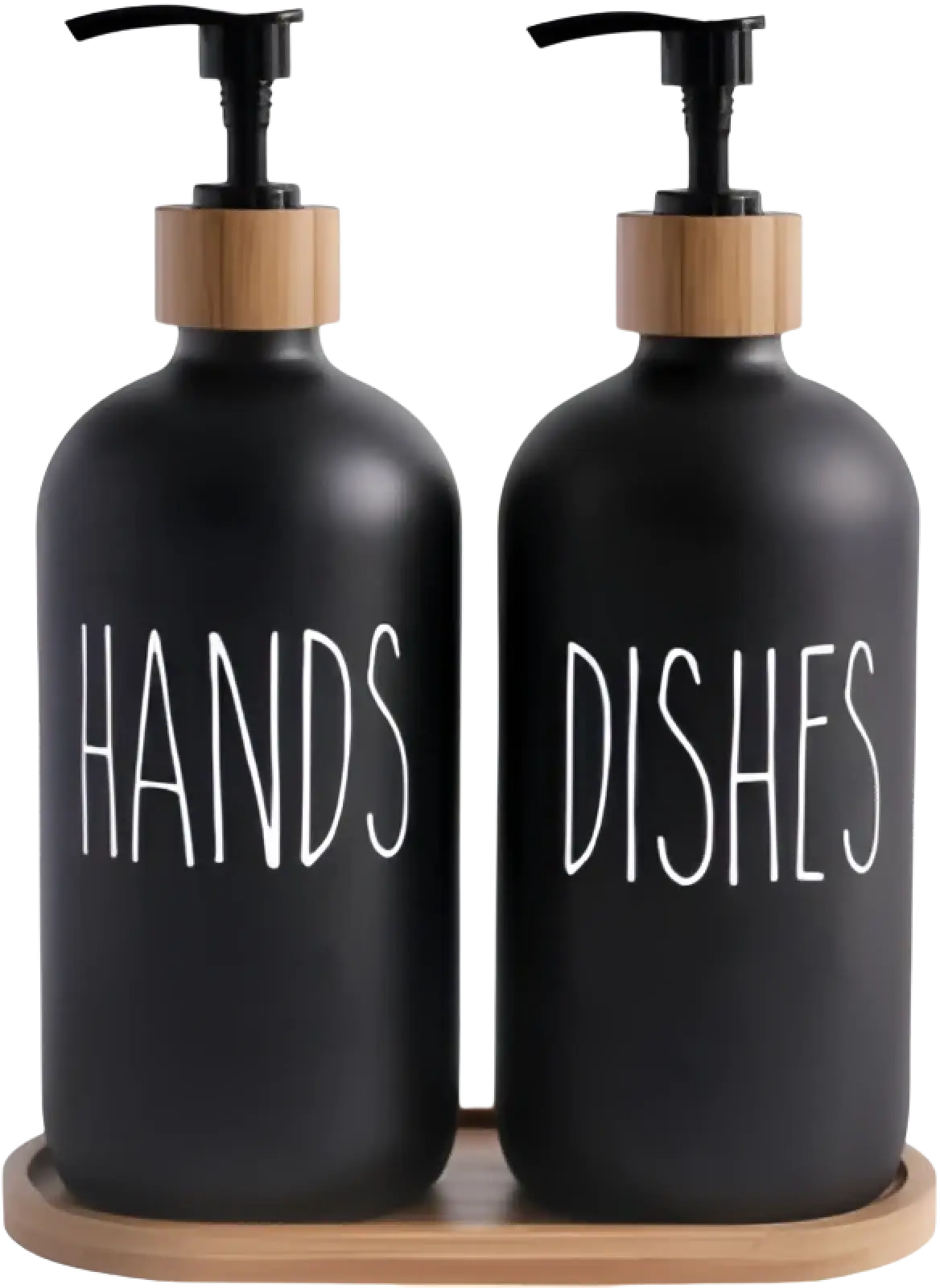 Glass Soap Dispenser Set with Bamboo Tray