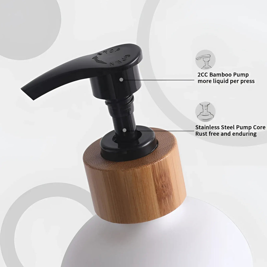 Glass Soap Dispenser Set with Bamboo Tray