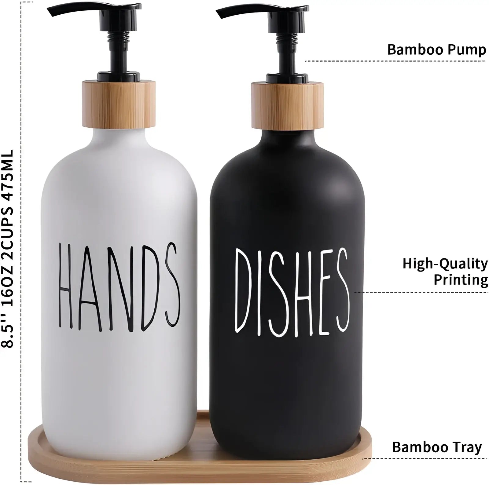 Glass Soap Dispenser Set with Bamboo Tray