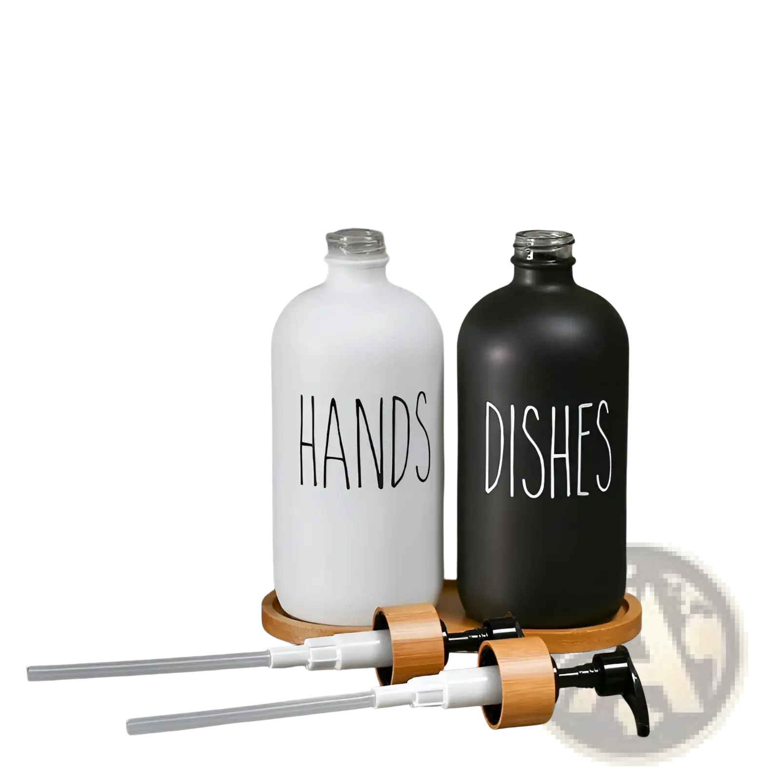 Glass Soap Dispenser Set with Bamboo Tray