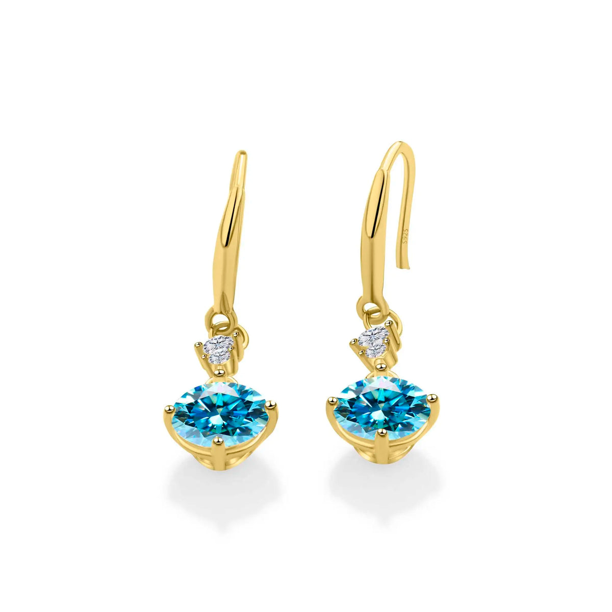 Colorful Moissanite Hook Drop Earrings in Sterling Silver