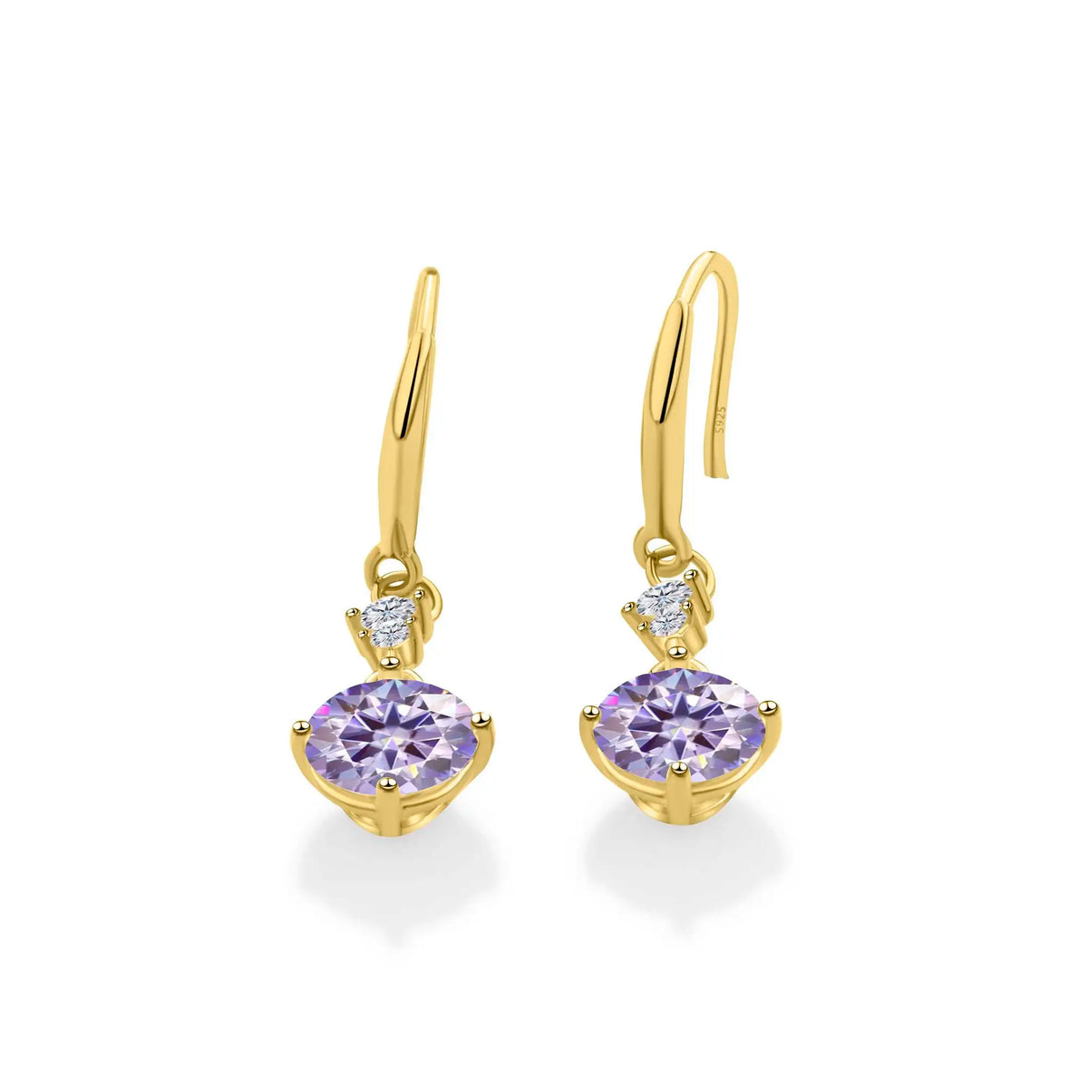 Colorful Moissanite Hook Drop Earrings in Sterling Silver