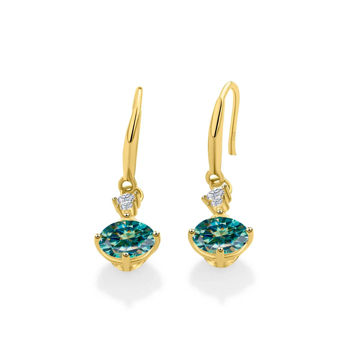 Colorful Moissanite Hook Drop Earrings in Sterling Silver