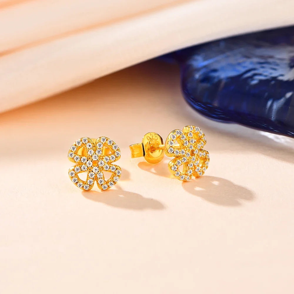 Open Flower Moissanite Stud Earrings in Sterling Silver