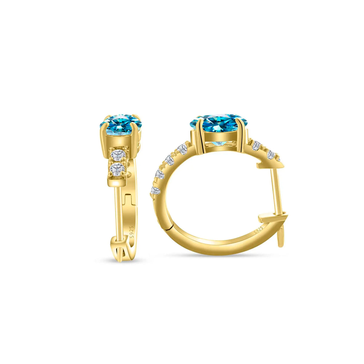 Colorful Oval Moissanite Hoop Earrings in Sterling Silver