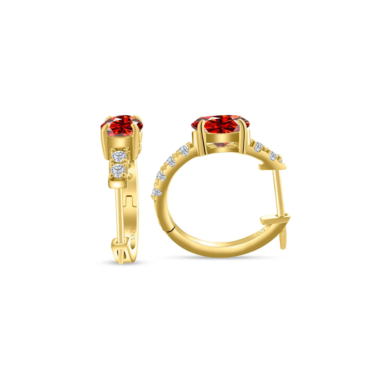 Colorful Oval Moissanite Hoop Earrings in Sterling Silver