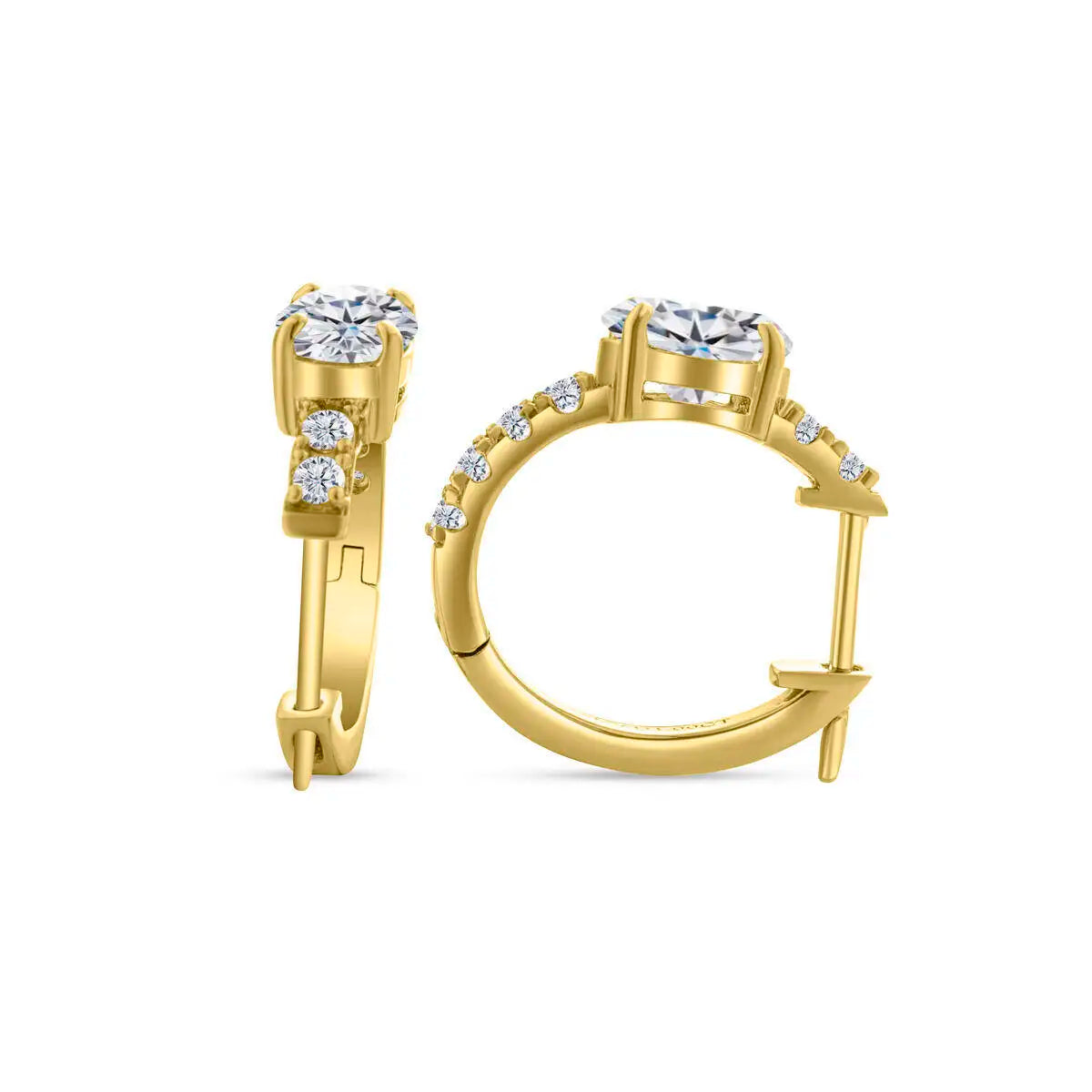 Colorful Oval Moissanite Hoop Earrings in Sterling Silver
