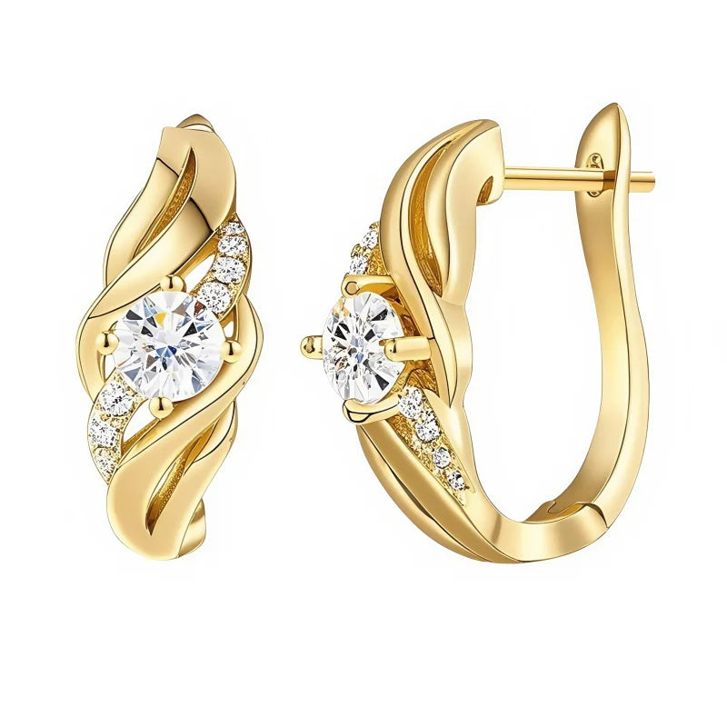 Twist-Frame Moissanite Leverback Earrings in Sterling Silver