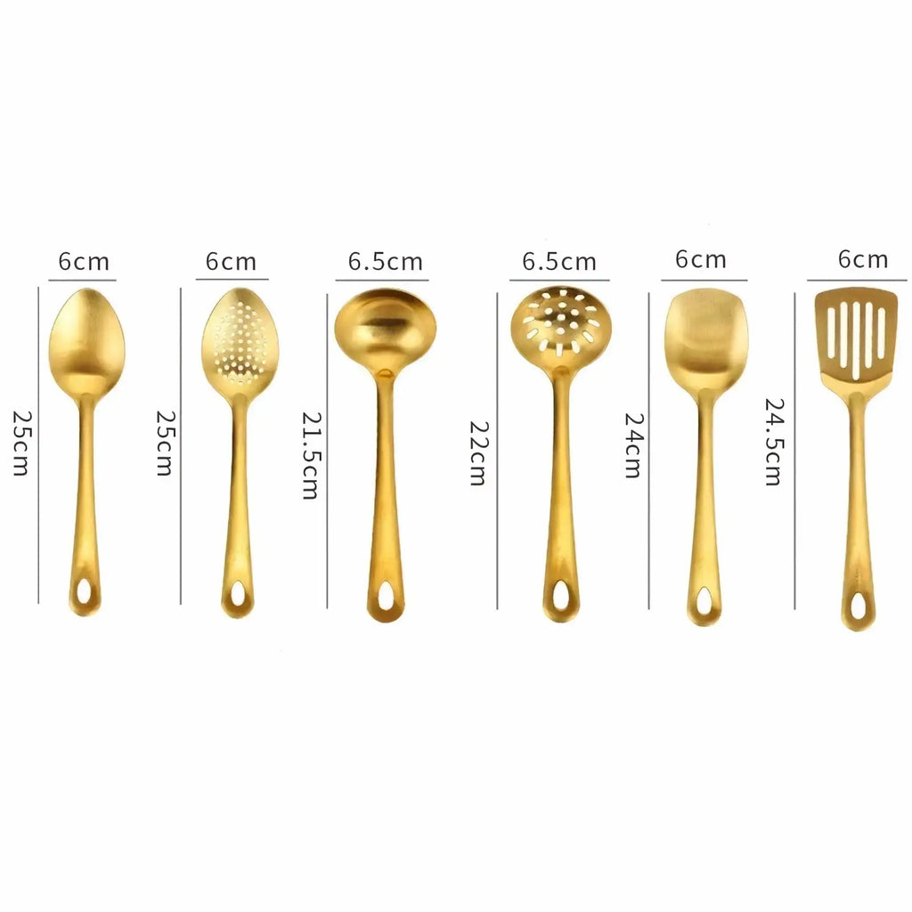 Gold Kitchen Utensil Set Stainless Steel Cooking Tools