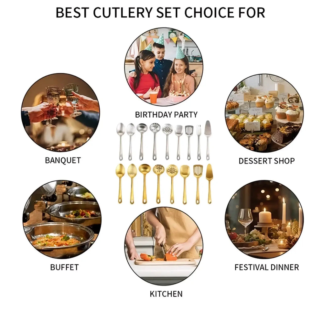 Gold Kitchen Utensil Set Stainless Steel Cooking Tools