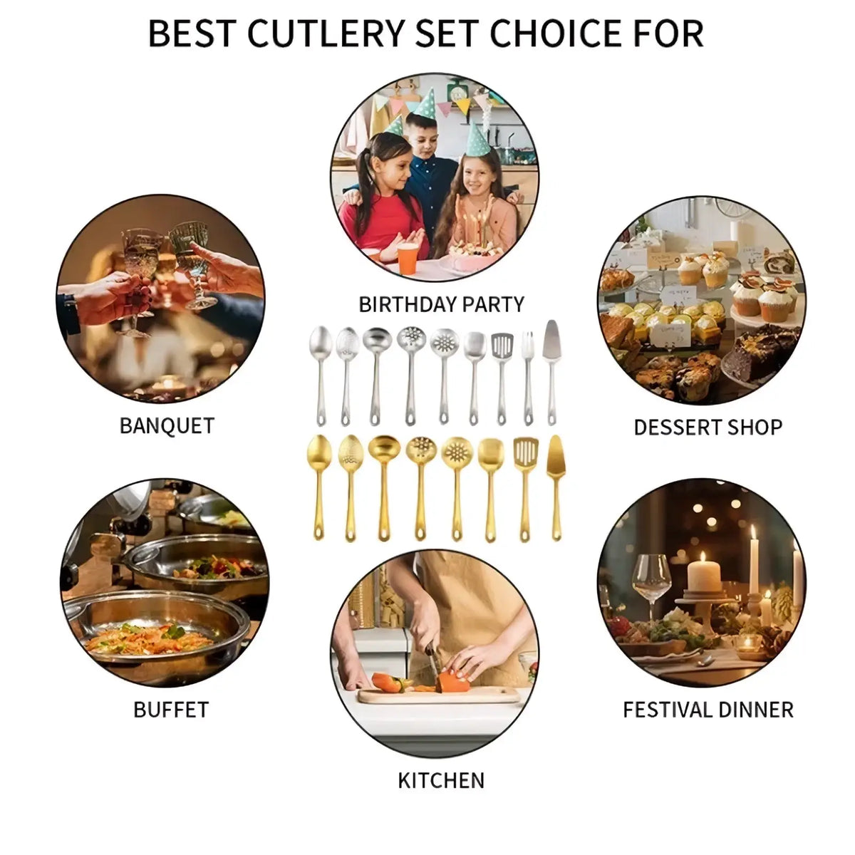 Gold Kitchen Utensil Set Stainless Steel Cooking Tools