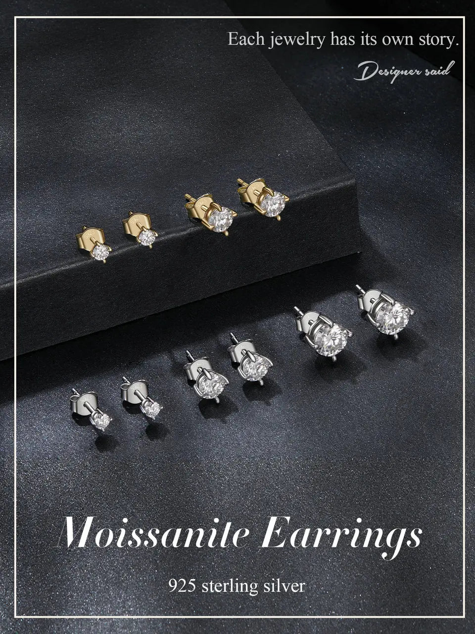 Round Moissanite Four-Prong Stud Earrings in Sterling Silver