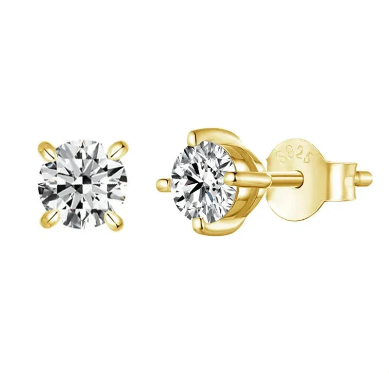 Round Moissanite Four-Prong Stud Earrings in Sterling Silver