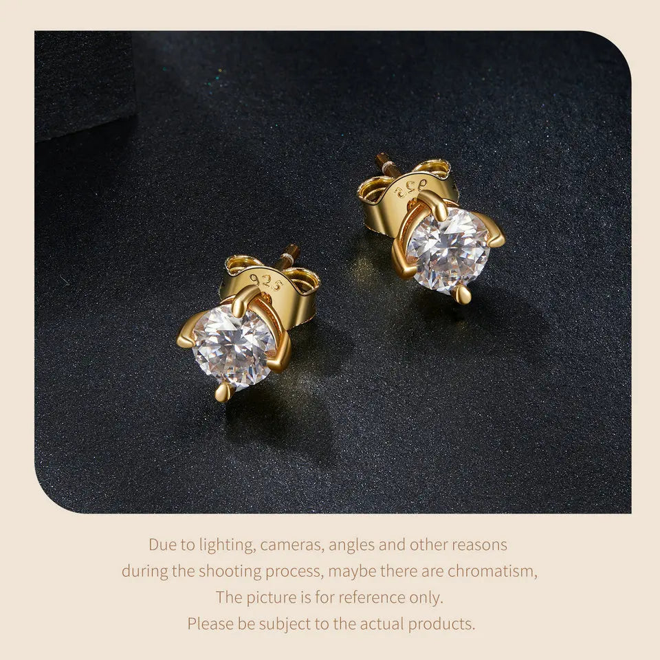 Round Moissanite Four-Prong Stud Earrings in Sterling Silver