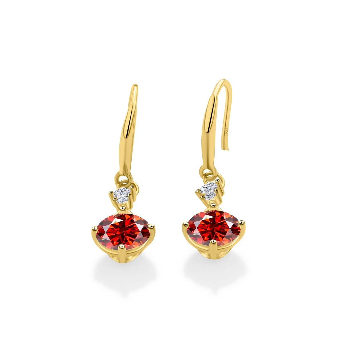 Colorful Moissanite Hook Drop Earrings in Sterling Silver