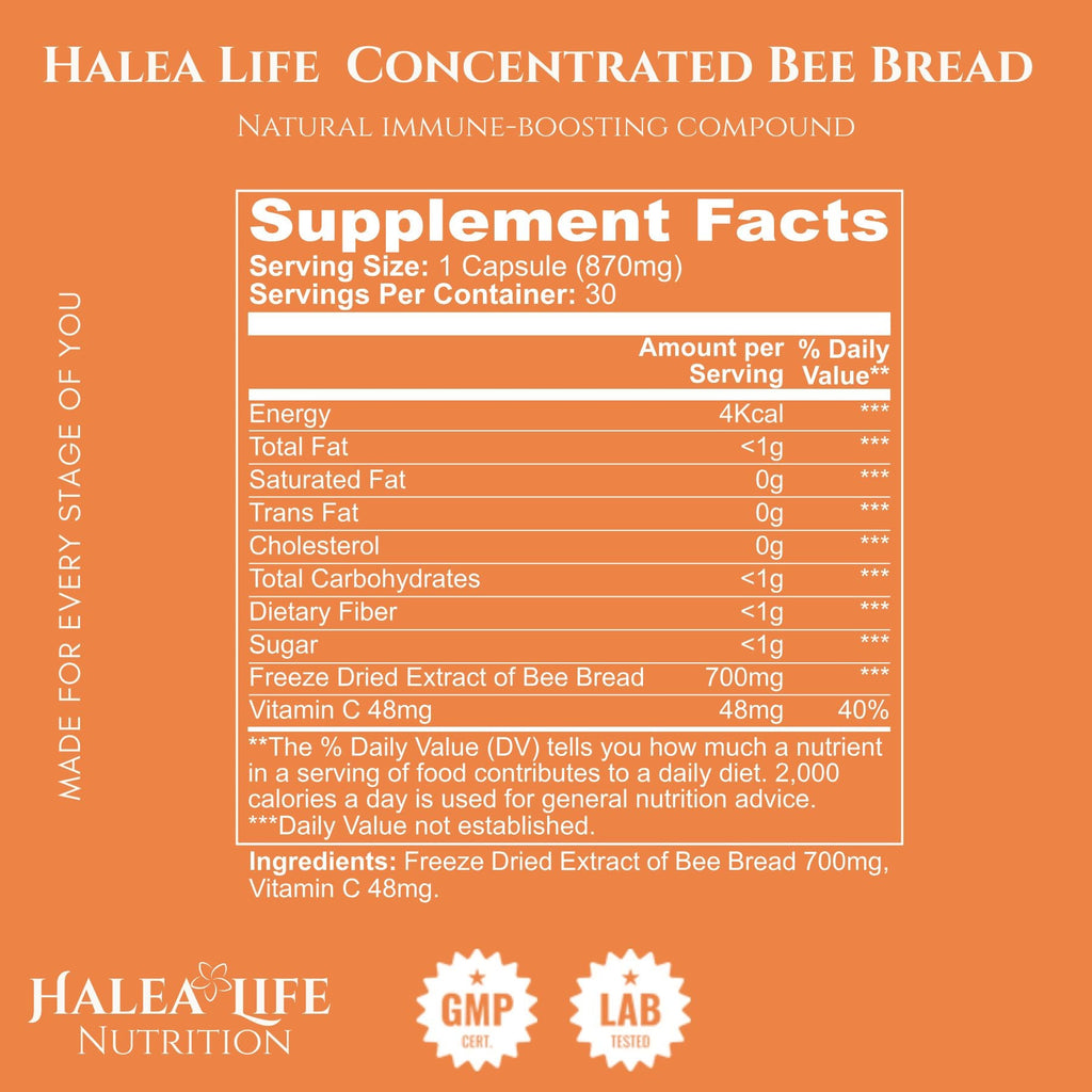 Bee Pearl Bee Bread Capsules with Vitamin C