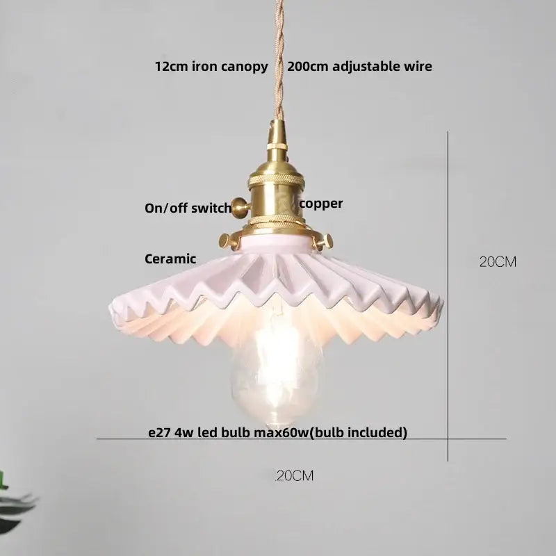DecorBites™ Ceramic Copper Pendant Light Bar Coffee Kitchen E27 Knob Switch LED Fixture