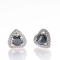 Moissanite Heart Halo Stud Earrings in Sterling Silver