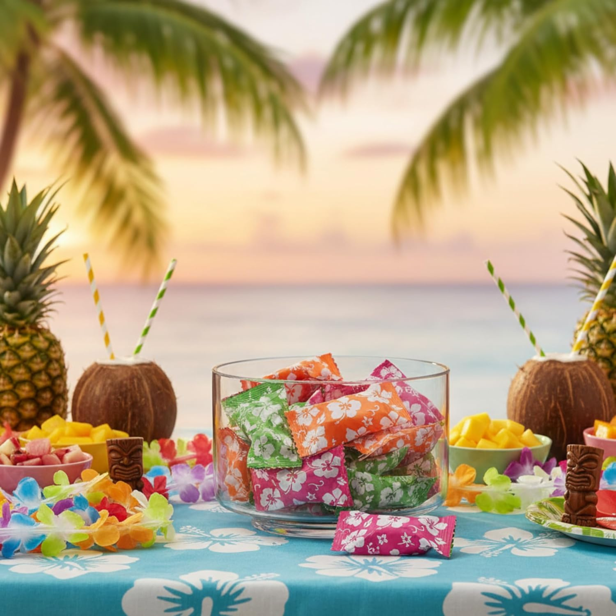 Hibiscus Buttermints 220ct – Hawaii Candy for Hawaiian Party, Beach Themed Candy Buffet, Moana Party Favors, Tropical Aloha Mints, Buttermints Individually Wrapped in Bulk