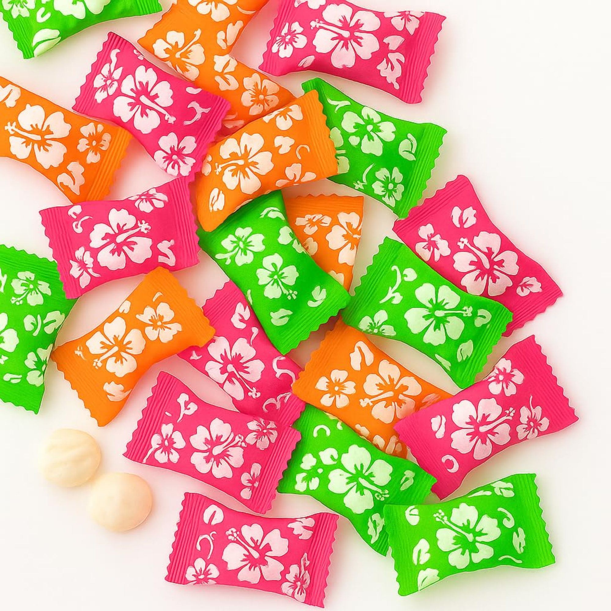Hibiscus Buttermints 220ct – Hawaii Candy for Hawaiian Party, Beach Themed Candy Buffet, Moana Party Favors, Tropical Aloha Mints, Buttermints Individually Wrapped in Bulk