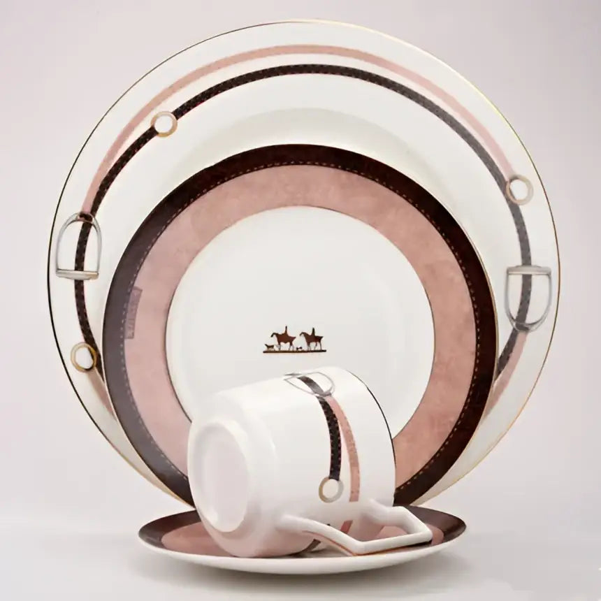 DecorBites™ Bone China Tableware Set: Dinner Plate, Coffee Cup, Saucer, Service Plate, Tea Cup
