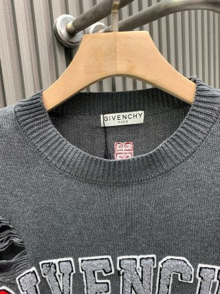 Givenchy Terry Cloth Embroidered Crew Neck Sweater