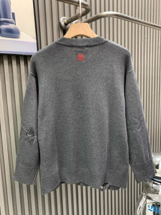 Givenchy Terry Cloth Embroidered Crew Neck Sweater