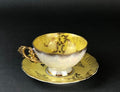 Vintage Royal Sealy Japan Lusterware Teacup and Saucer - Yellow & Gold Iridescent MCM