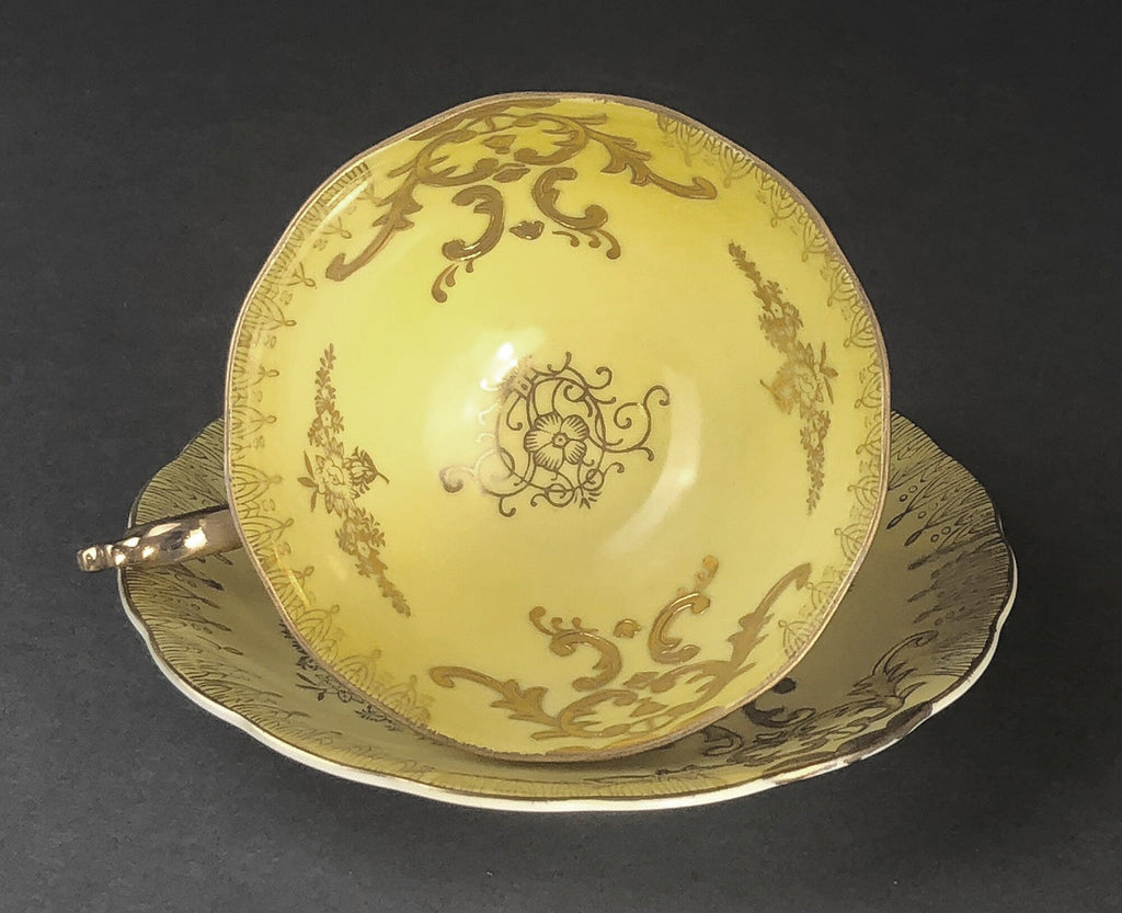 Vintage Royal Sealy Japan Lusterware Teacup and Saucer - Yellow & Gold Iridescent MCM