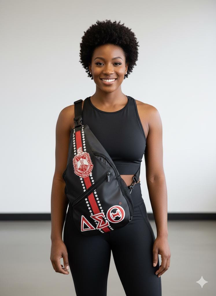 Delta Sigma Theta Crossbody Backpack: Greek Sorority Travel Bag