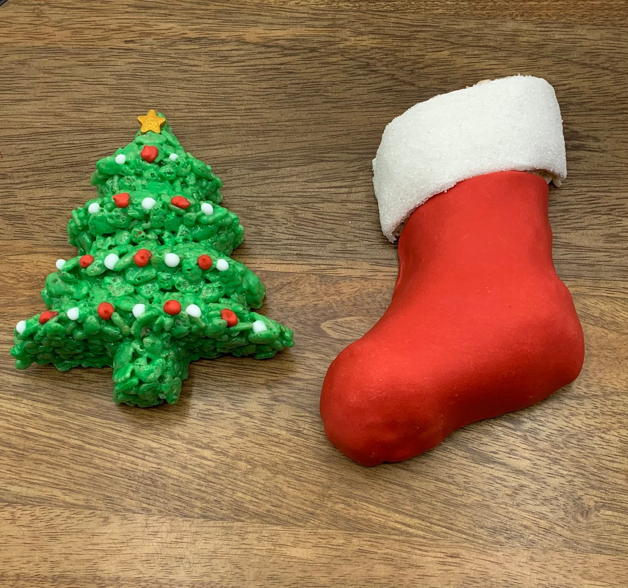 Christmas Tree & Stocking Rice Crispie Treats