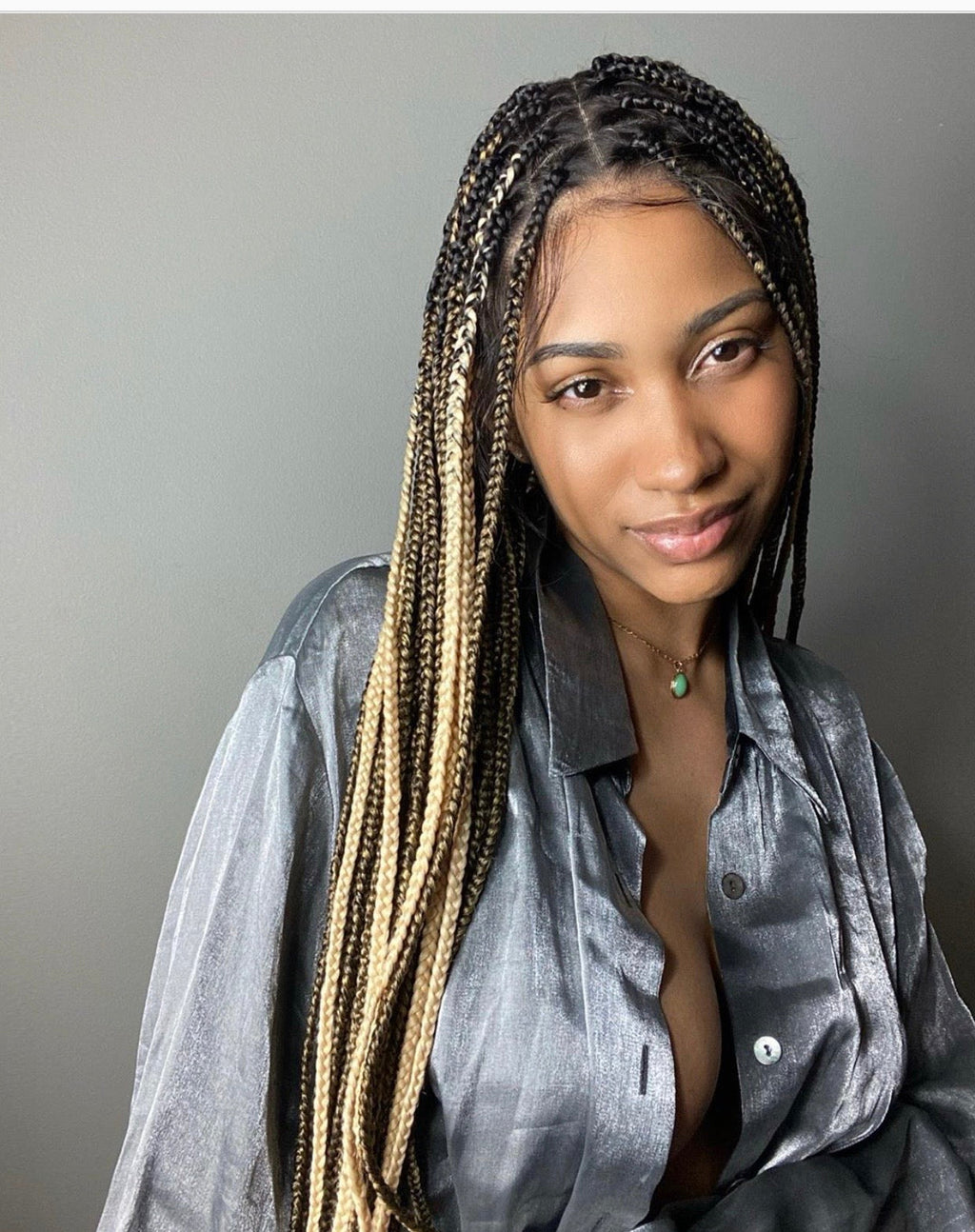 Knotless Braid Wig (Full Lace Custom Color) Glueless, Scalp-Looking