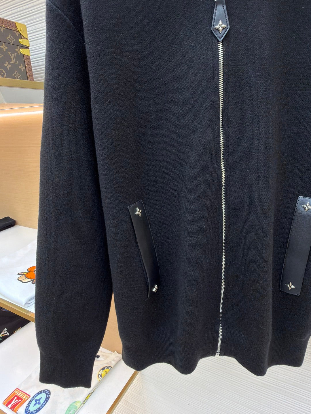 LV Leather Knit Belt Jacket