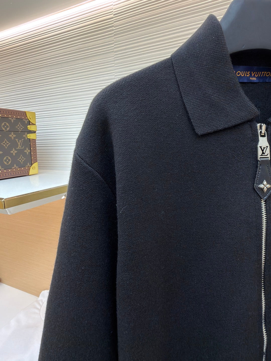 LV Leather Knit Belt Jacket