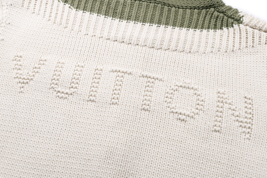 LV Leather Logo Intarsia Sweatshirt