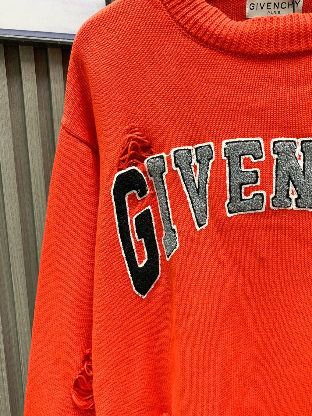 Givenchy Terry Cloth Embroidered Crew Neck Sweater