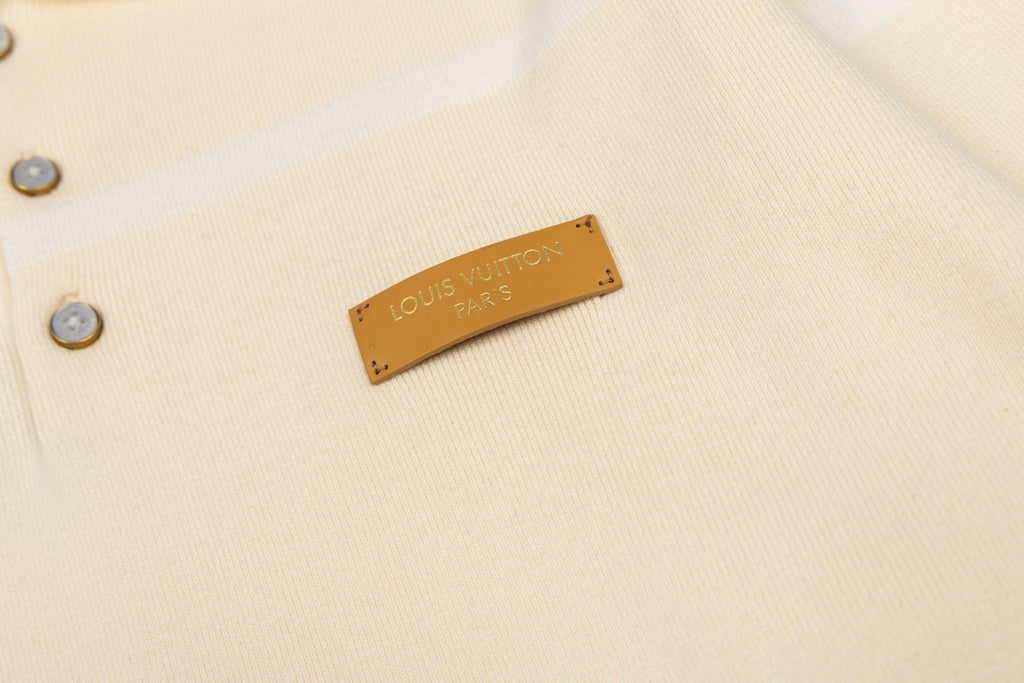 LV Striped Knit Long-Sleeve Polo Shirt