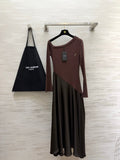 YSL Assymmetrical Neckline Long Dress - Women's