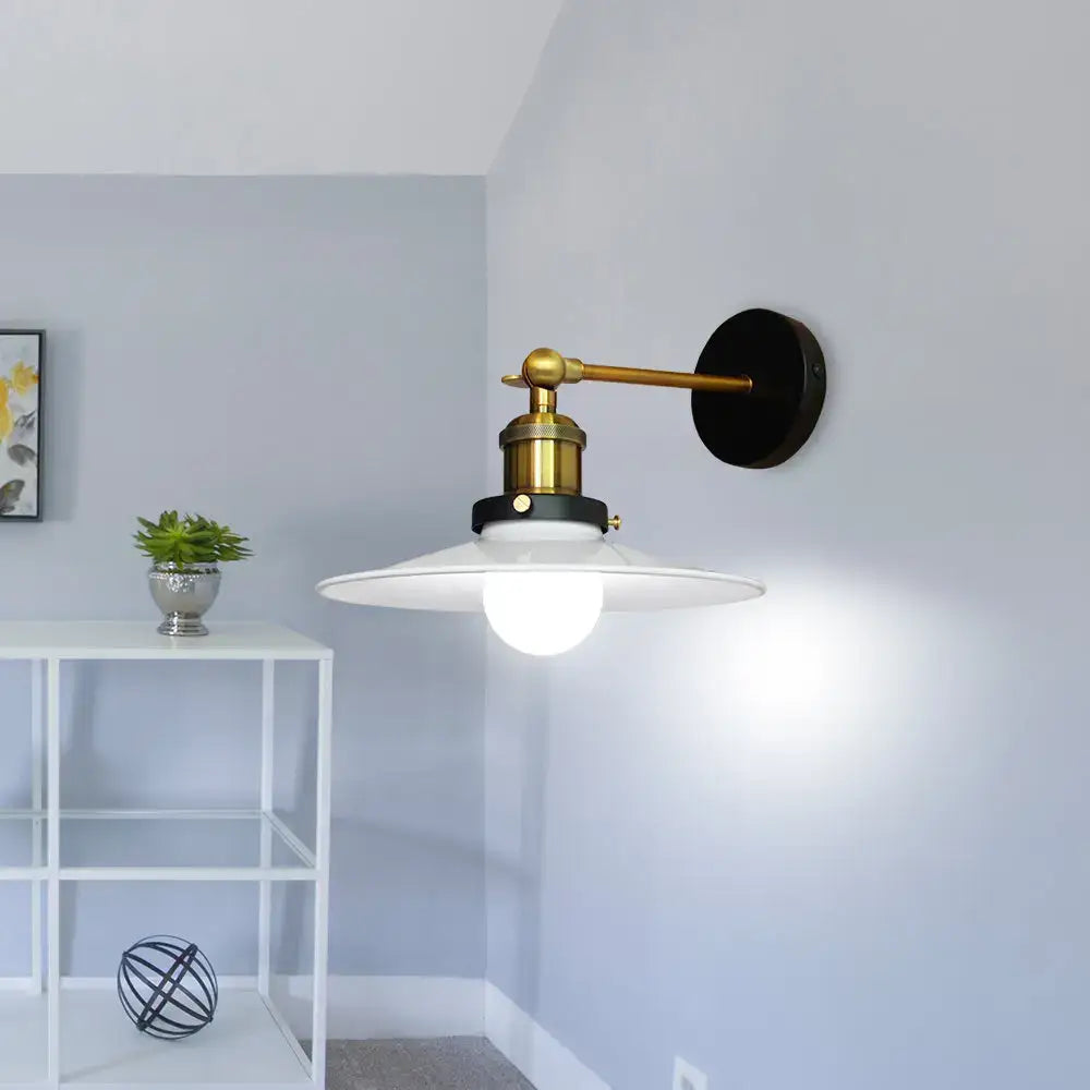 Industrial adjustable wall light for kitchen brass and black sconce