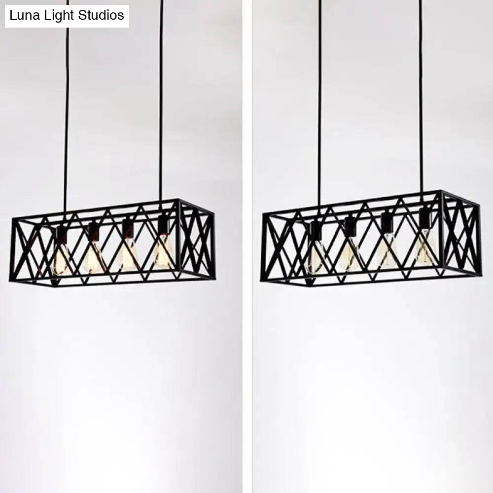 Industrial black cross framed pendant ceiling light for dining table