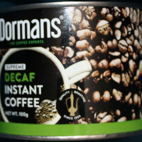 Dormans Supreme Decaf Instant Coffee 100g side package view 