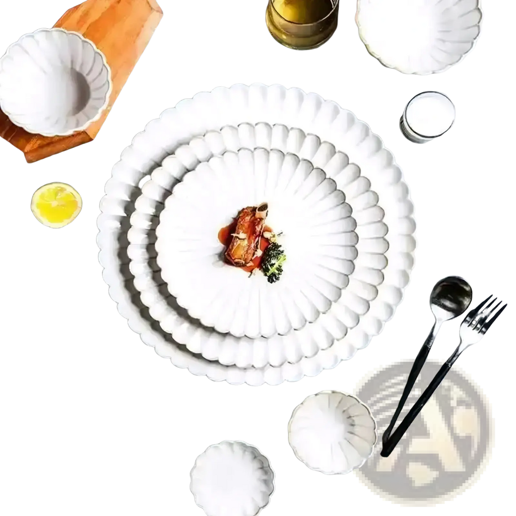 Japanese Ceramic Dinnerware Set White Glaze Tableware