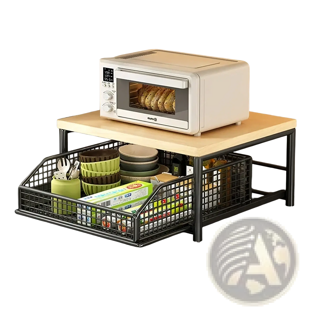 Kitchen Countertop Organizer with Pull-out Storage Basket