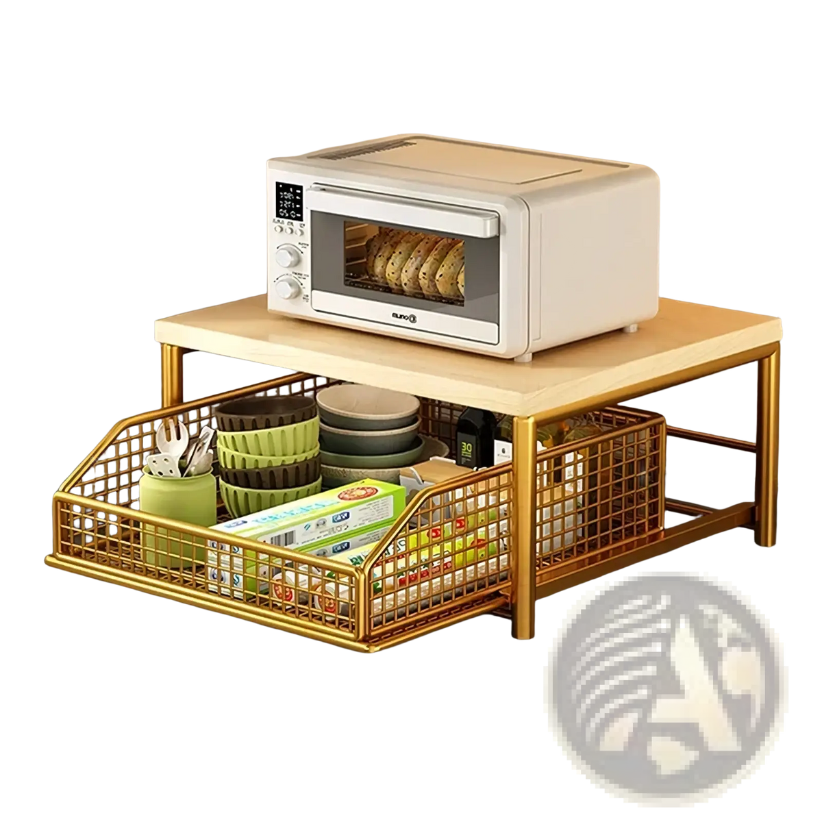 Kitchen Countertop Organizer with Pull-out Storage Basket