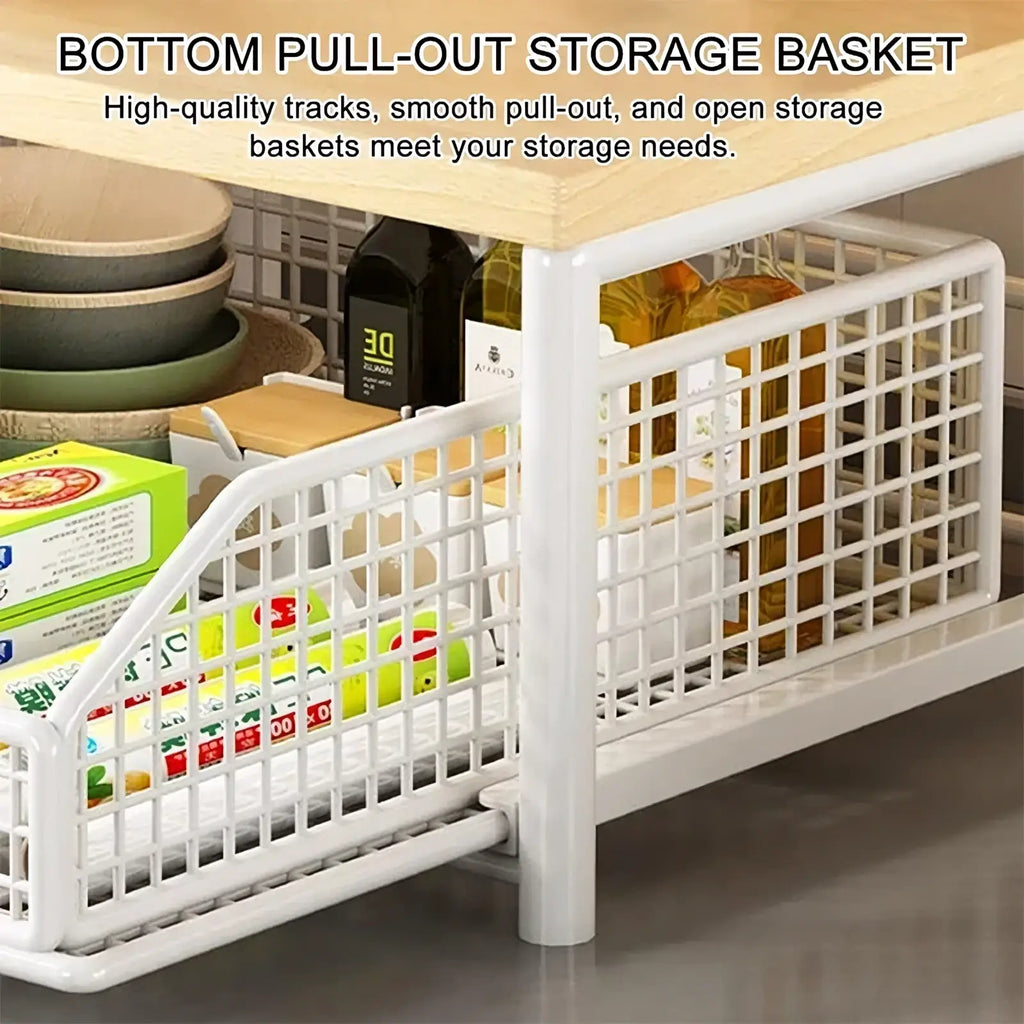 Kitchen Countertop Organizer with Pull-out Storage Basket