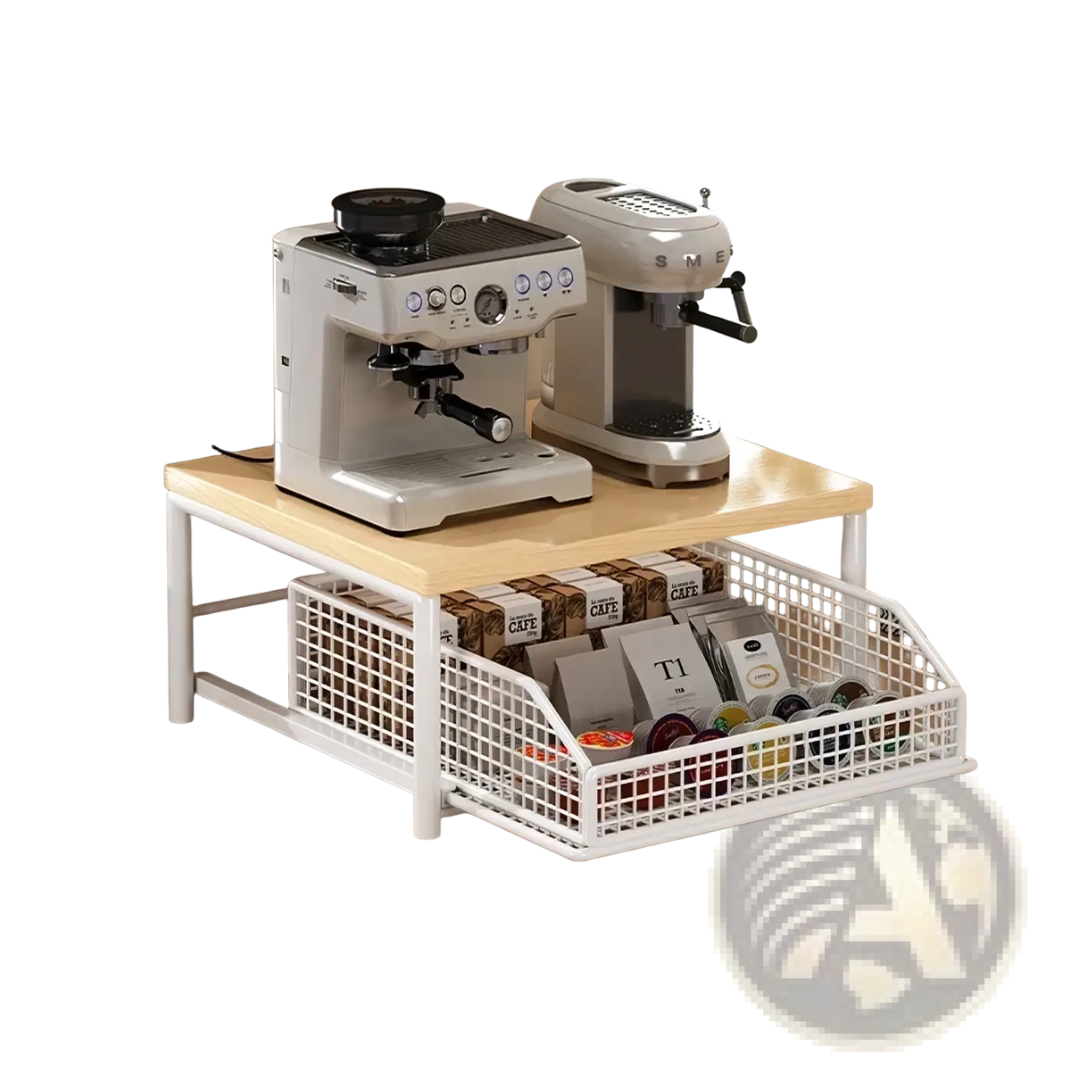 Kitchen Countertop Organizer with Pull-out Storage Basket