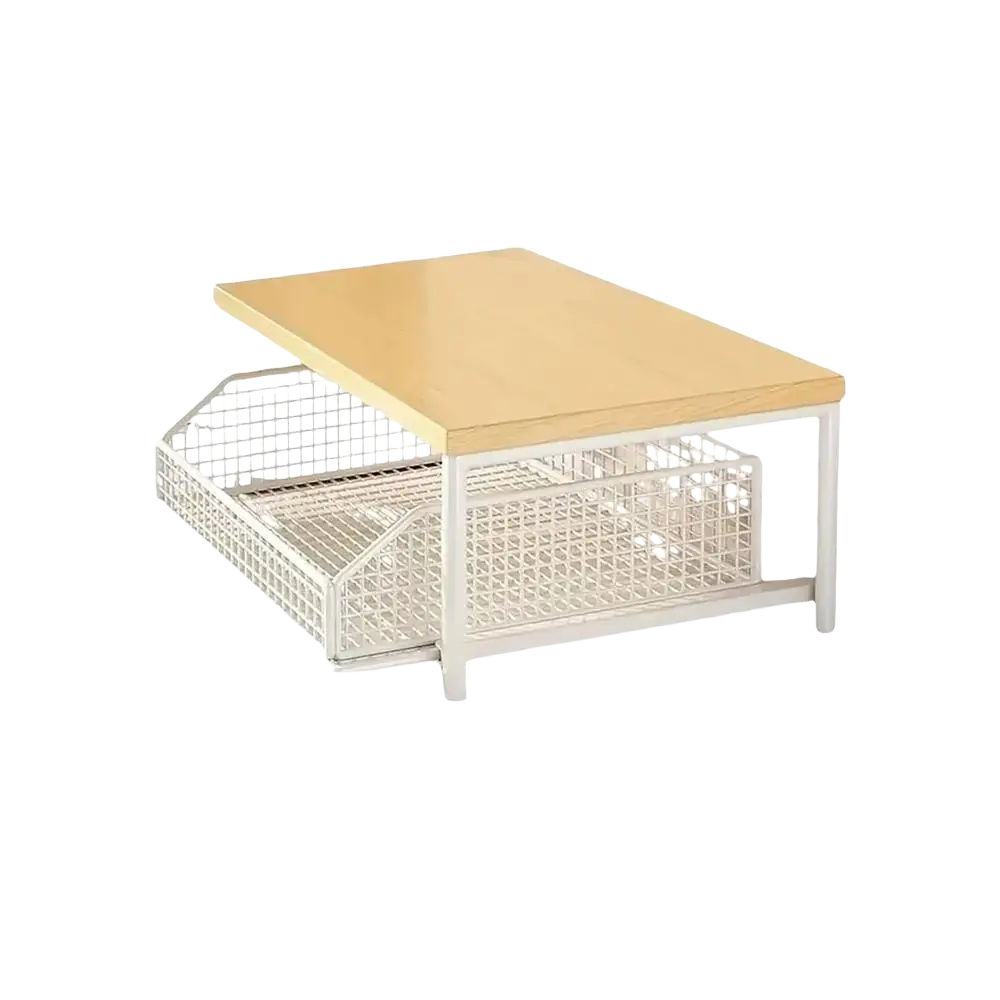 Kitchen Countertop Organizer Shelf Wood and Metal Wire Mesh