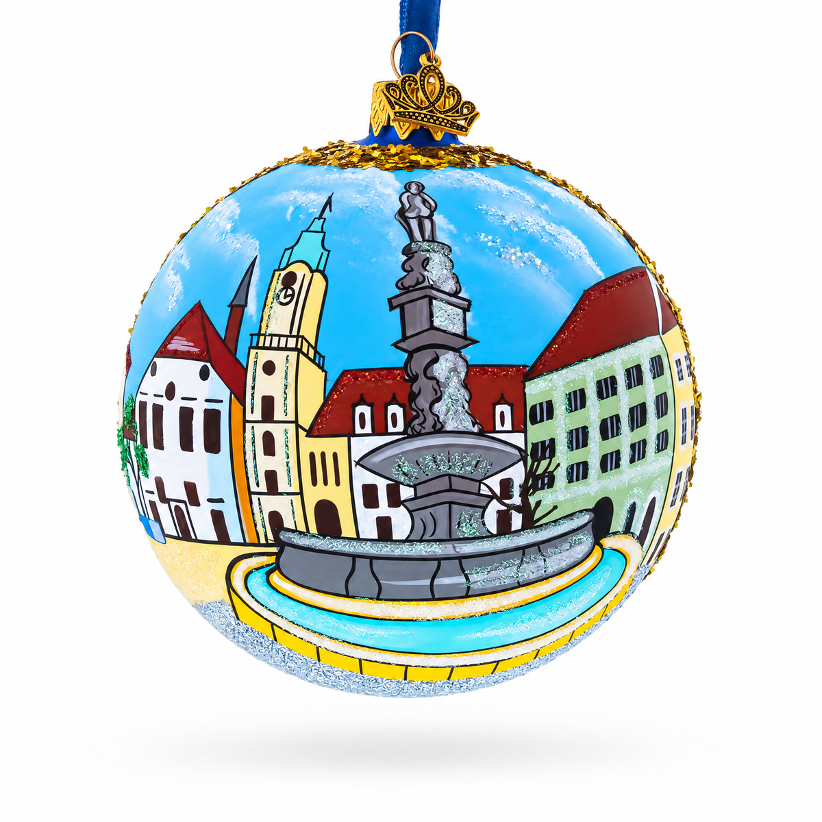 Old Town in Bratislava, Slovakia Glass Ball Christmas Ornament 4 Inches
